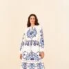 Farm Rio Off-White Navy Embroidered Midi Dress -Farm Rio Dress Shop 298412 01