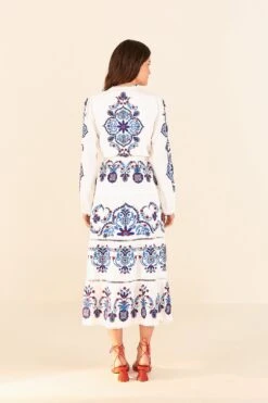 Farm Rio Off-White Navy Embroidered Midi Dress 11 Farm Rio Off-White Navy Embroidered Midi Dress -Farm Rio Dress Shop 298412 04