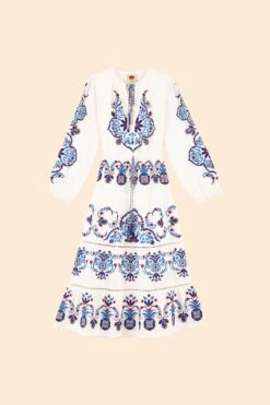 Farm Rio Off-White Navy Embroidered Midi Dress 13 Farm Rio Off-White Navy Embroidered Midi Dress -Farm Rio Dress Shop 298412 06