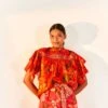 Red Secret Garden Organic Cotton Blouse -Farm Rio Dress Shop 299824 03