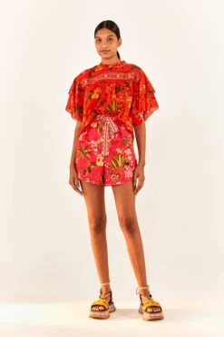 Red Secret Garden Organic Cotton Blouse 10 Red Secret Garden Organic Cotton Blouse -Farm Rio Dress Shop 299824 04