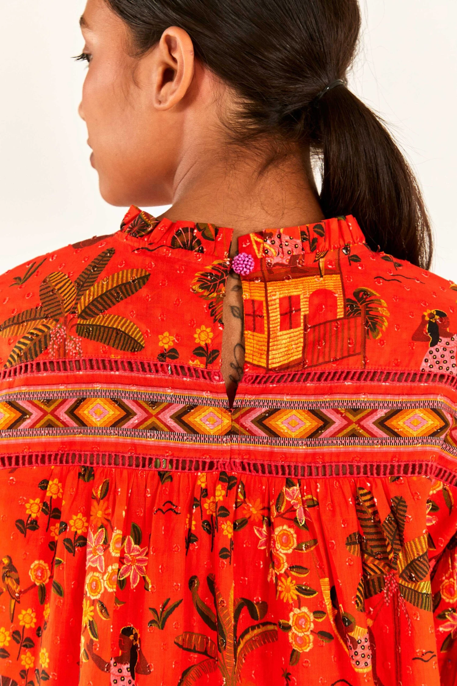 Red Secret Garden Organic Cotton Blouse 8 Red Secret Garden Organic Cotton Blouse - Image 6