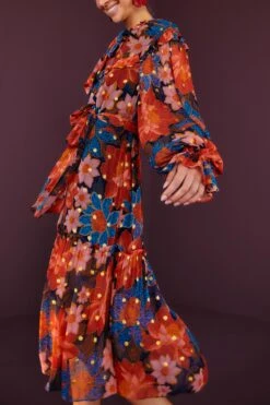 Farm Rio Navy Garden Lenzing™ Ecovero™ Viscose Midi Dress -Farm Rio Dress Shop 301806 02