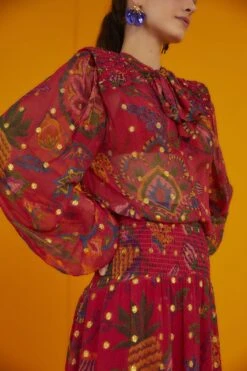 Farm Rio Red Sunset Tapestry Embroidered Maxi Dress -Farm Rio Dress Shop 301808 04 1