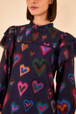 Farm Rio Navy Ikat Dyed Hearts Mini Dress -Farm Rio Dress Shop 301817 03