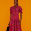 Farm Rio Pink Snake Fruit Organic Cotton Midi Dress -Farm Rio Dress Shop 301829 01