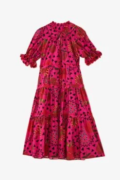 Farm Rio Pink Snake Fruit Organic Cotton Midi Dress -Farm Rio Dress Shop 301829 04