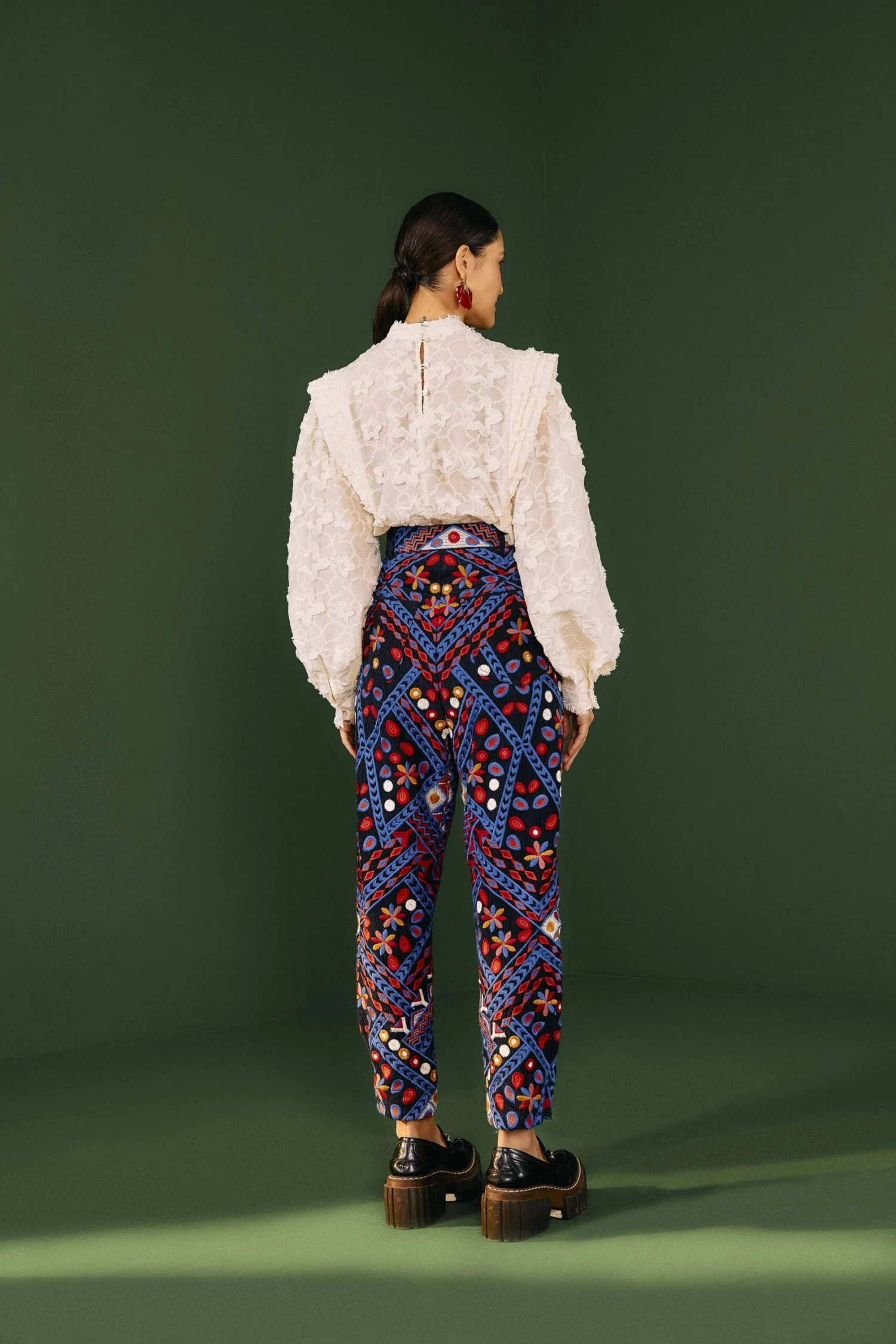 Farm Rio Embroidered Corduroy Pants 4 Farm Rio Embroidered Corduroy Pants - Image 2