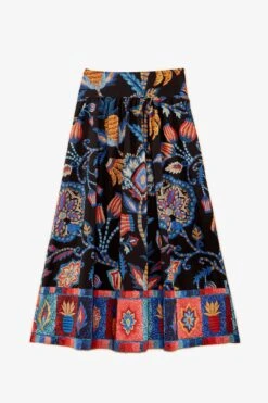 Farm Rio Black Sunset Tapestry Organic Cotton Midi Skirt -Farm Rio Dress Shop 301874 04