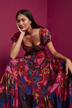 Farm Rio Mixed Wild Life Lenzing™ Ecovero™ Viscose Maxi Dress -Farm Rio Dress Shop 301881 03