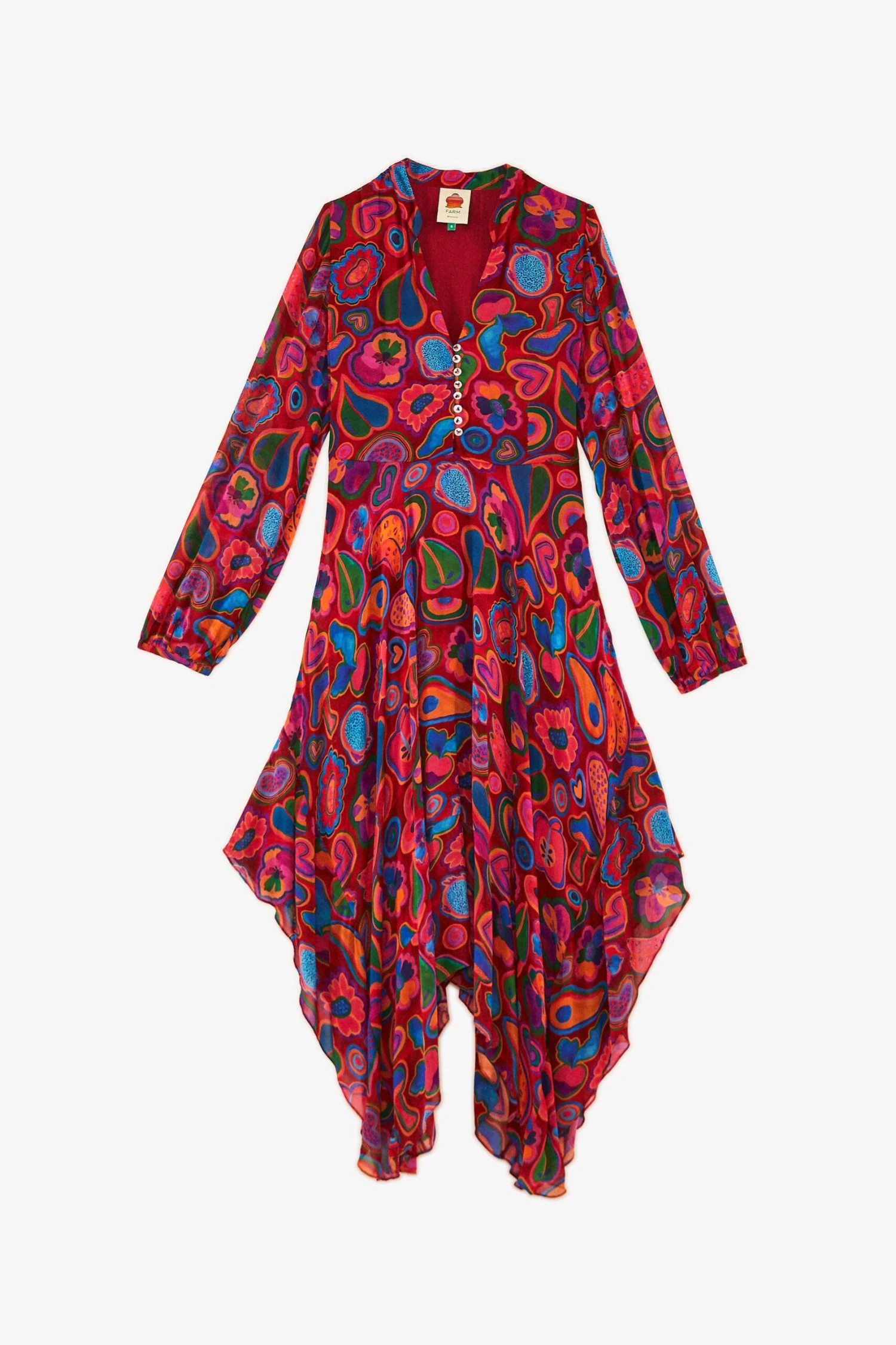 Farm Rio Red Lisa Sheer Midi Dress 6 Farm Rio Red Lisa Sheer Midi Dress - Image 4