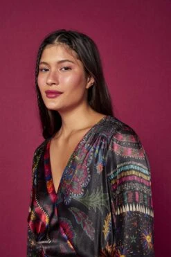 Farm Rio Black Mixed Scarves Mini Dress -Farm Rio Dress Shop 301909 03 1