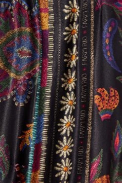 Farm Rio Black Mixed Scarves Mini Dress -Farm Rio Dress Shop 301909 06