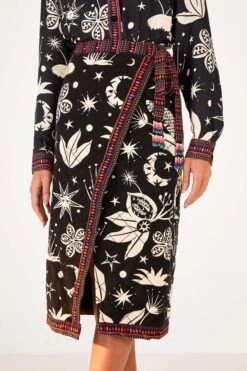 Farm Rio Black & White Cerrado Sky Wrap Skirt -Farm Rio Dress Shop 301945 03