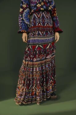 Farm Rio Blue Ainika Tapestry Maxi Skirt -Farm Rio Dress Shop 301951 02
