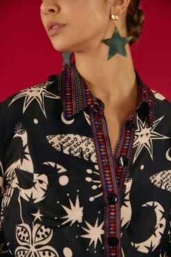 Farm Rio Black & White Cerrado Sky Shirt 9 Farm Rio Black & White Cerrado Sky Shirt -Farm Rio Dress Shop 302034 03