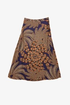 Farm Rio Navy Yawanawa Vanahu Lenzing™ Ecovero™ Viscose Midi Skirt -Farm Rio Dress Shop 302327 04