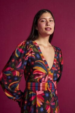 Farm Rio Black Banana Sky Lenzing™ Ecovero™ ViscoseMaxi Dress -Farm Rio Dress Shop 302687 05