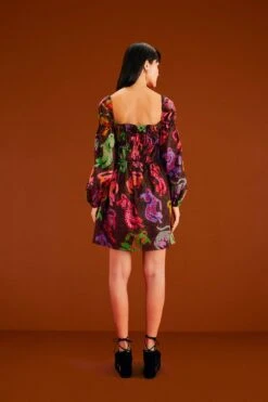 Farm Rio Black Wild Leopards Mini Dress -Farm Rio Dress Shop 303763 03