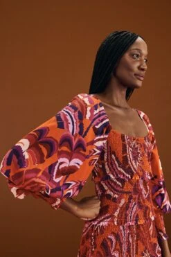 Farm Rio Orange Chevron Forest Maxi Dress -Farm Rio Dress Shop 303765 03