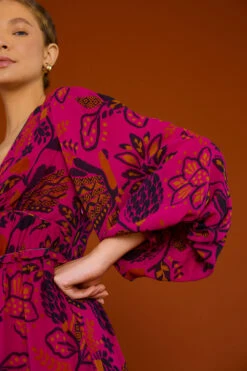 Farm Rio Pink Macaw Forest Maxi Dress 11 Farm Rio Pink Macaw Forest Maxi Dress -Farm Rio Dress Shop 303789 02