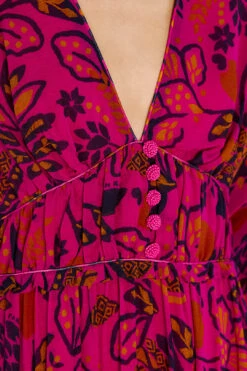 Farm Rio Pink Macaw Forest Maxi Dress 12 Farm Rio Pink Macaw Forest Maxi Dress -Farm Rio Dress Shop 303789 05