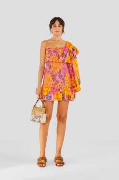 Farm Rio Flowers Garden One Shoulder Mini Dress -Farm Rio Dress Shop 303791 01