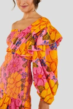 Farm Rio Flowers Garden One Shoulder Mini Dress -Farm Rio Dress Shop 303791 05
