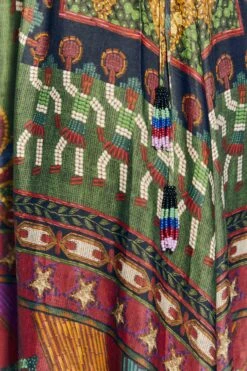 Farm Rio Shiny Mixed Scarves Cut Out Midi Dress -Farm Rio Dress Shop 303802 05