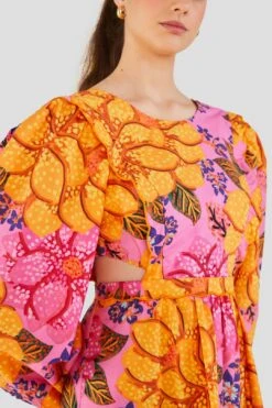 Farm Rio Flowers Garden Organic Cotton Midi Dress -Farm Rio Dress Shop 303806 03