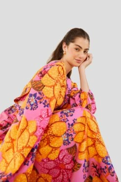 Farm Rio Flowers Garden Organic Cotton Midi Dress -Farm Rio Dress Shop 303806 05