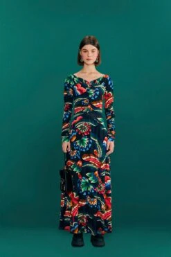 Farm Rio Black Chevron Forest Lenzing™ Ecovero™ Viscose Dress -Farm Rio Dress Shop 303809 02