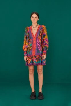 Farm Rio Graphic Foliage Lenzing™ Ecovero™ Viscose Mini Dress -Farm Rio Dress Shop 303810 03