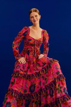 Farm Rio Pink Sweet Forest Maxi Dress