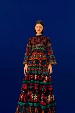 Farm Rio Black Night Sky Maxi Skirt