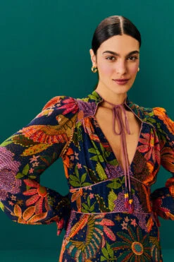 Farm Rio Navy Cool Macaw Midi Dress -Farm Rio Dress Shop 303830 03