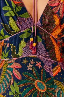 Farm Rio Navy Cool Macaw Midi Dress -Farm Rio Dress Shop 303830 05