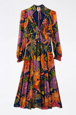 Farm Rio Navy Cool Macaw Midi Dress -Farm Rio Dress Shop 303830 06