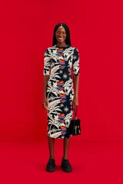 Farm Rio Toucans Wave Lenzing™ Ecovero™ Viscose Midi Dress -Farm Rio Dress Shop 303851 02