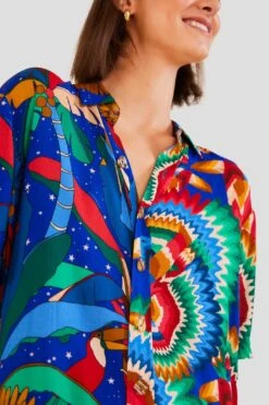 Farm Rio Mixed Blue Prints Unisex Shirt -Farm Rio Dress Shop 303855 03