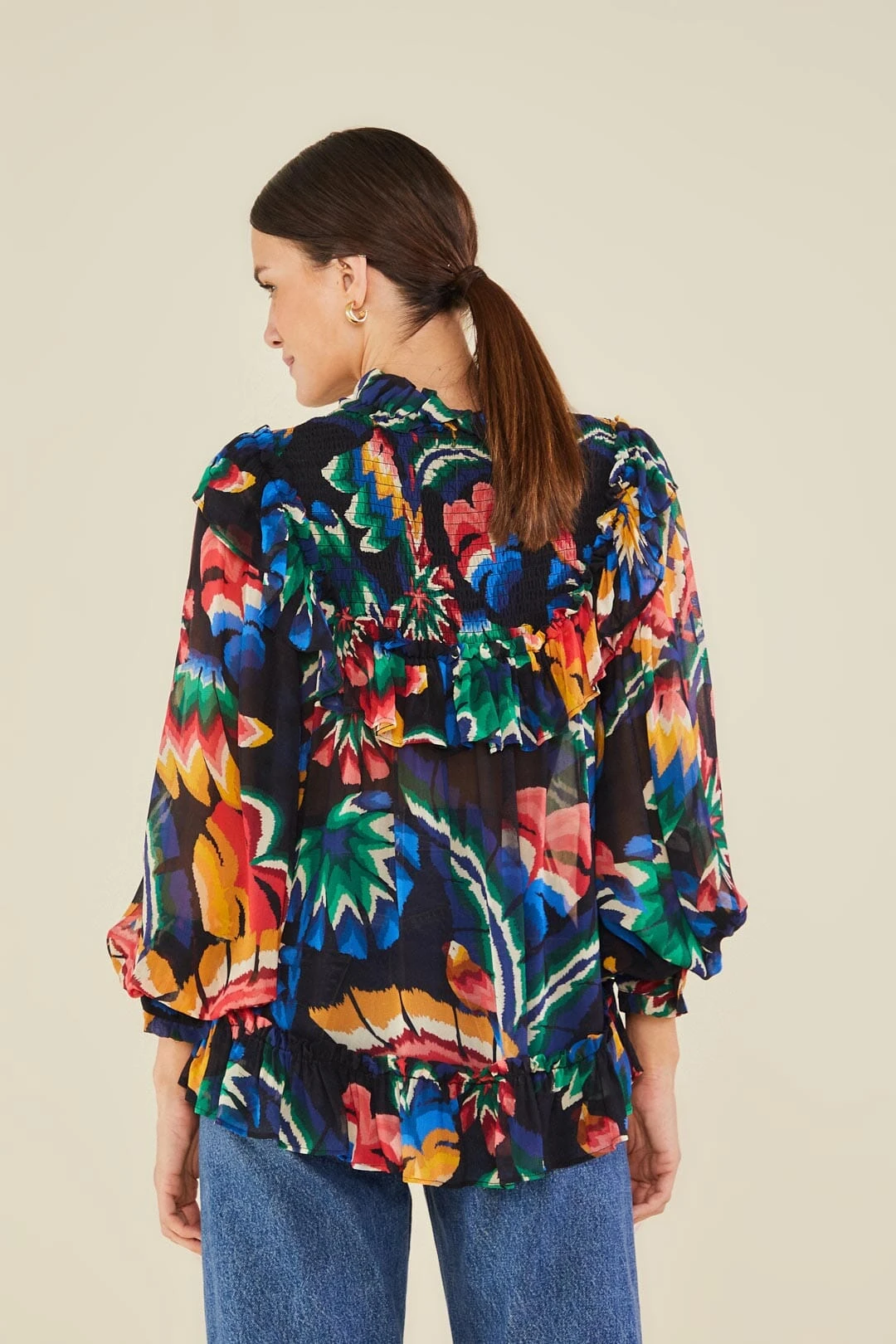 Farm Rio Black Chevron Forest Blouse 4 Farm Rio Black Chevron Forest Blouse - Image 2