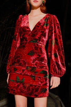 Farm Rio Red Shiny Flowers Mini Dress -Farm Rio Dress Shop 303911 01