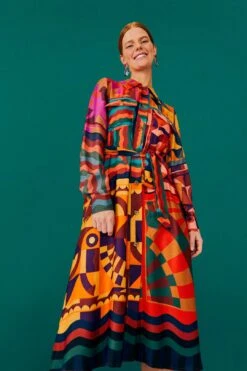 Farm Rio Graphic Scarves Shirtdress