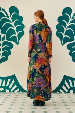 Farm Rio Navy Cool Macaw Maxi Dress 11 Farm Rio Navy Cool Macaw Maxi Dress -Farm Rio Dress Shop 303923 04