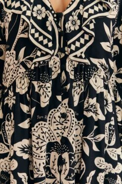 Farm Rio Black Graphic Floral Mini Dress -Farm Rio Dress Shop 303926 05