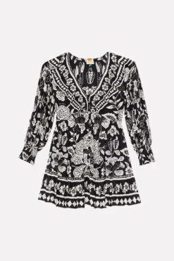 Farm Rio Black Graphic Floral Mini Dress -Farm Rio Dress Shop 303926 06