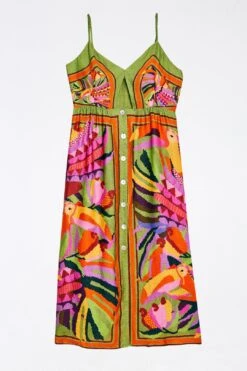Farm Rio Toucans Scarf Lenzing™ Ecovero™ Viscose Midi Dress -Farm Rio Dress Shop 303966 06