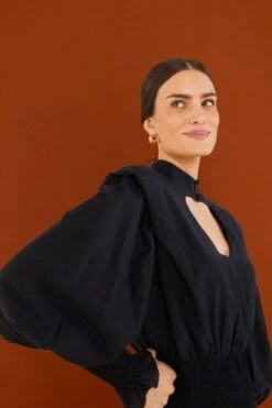 Farm Rio Black Heart Neckline Mini Dress -Farm Rio Dress Shop 304117 02 1