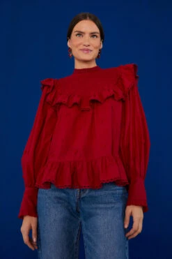 Farm Rio Red 3D Hearts Blouse