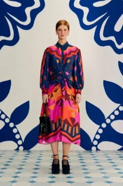 Farm Rio Graphic Scarves Lenzing™ Ecovero™ Viscose Midi Dress -Farm Rio Dress Shop 304157 02